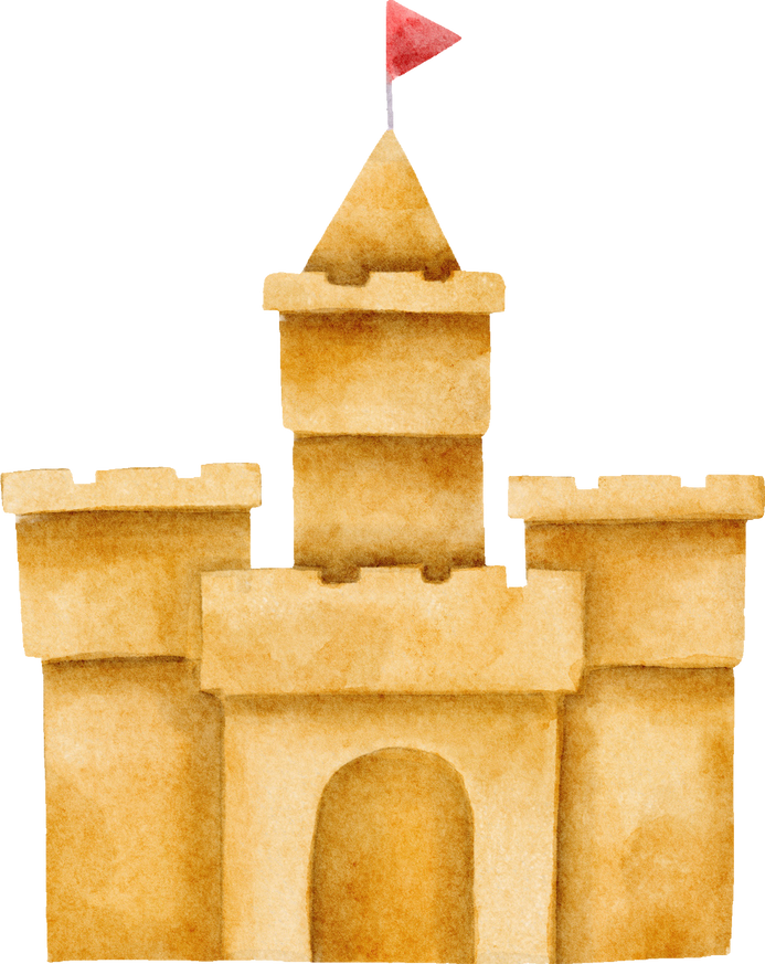 Sand castle Summer Watercolor Element