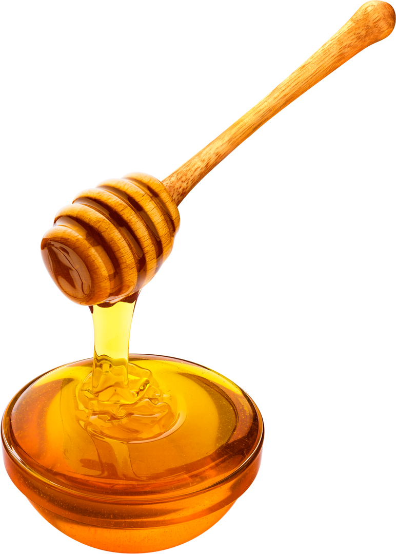 Honey Dipper and Bowl of Pouring Honey